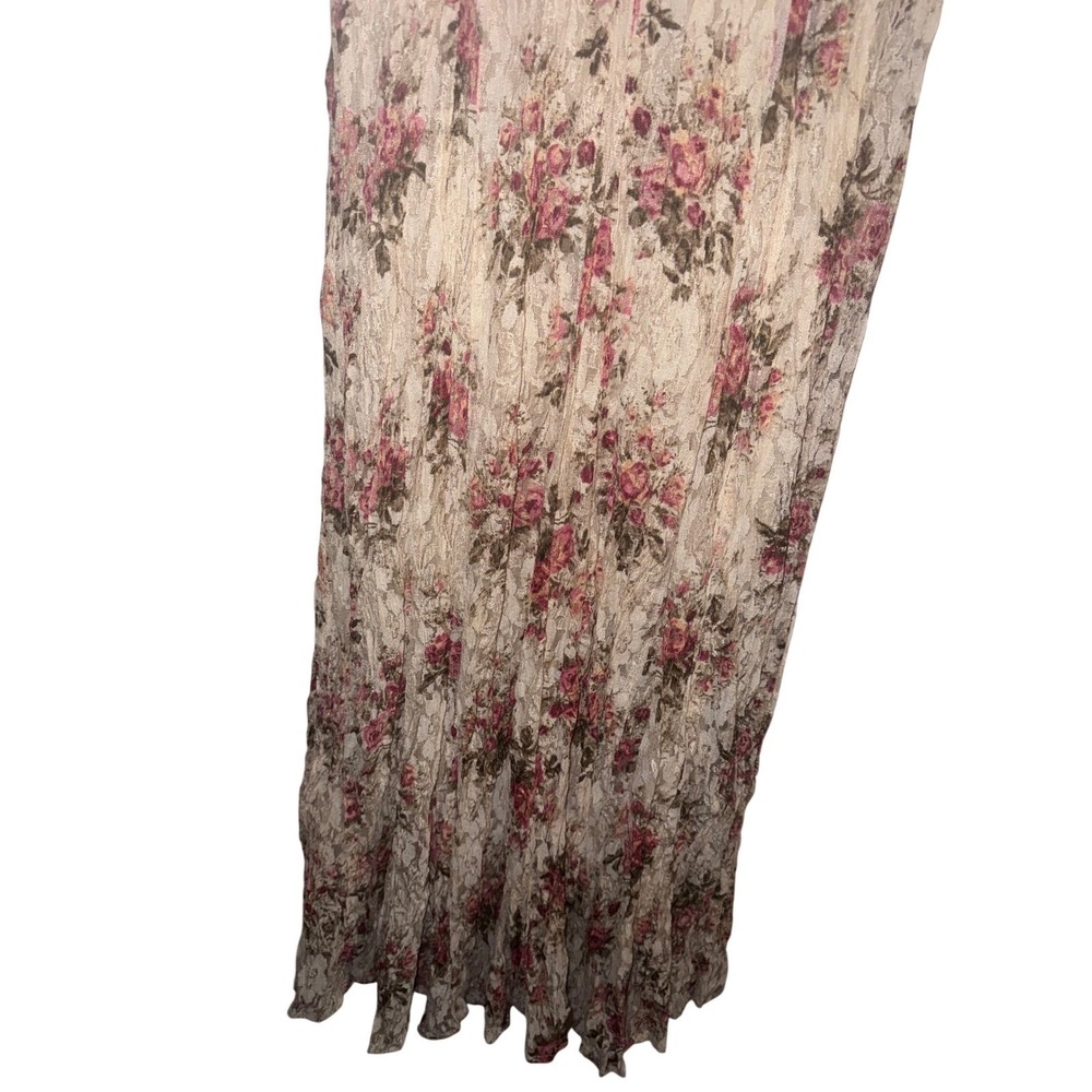 Vtg 90s Sz S Floral Lace Maxi Dress V-Neck Cottagecore Country Romantic Prarier - Picture 7 of 7